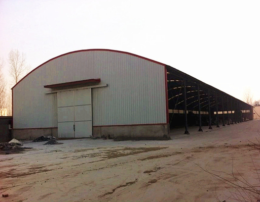 Prefab Light Steel Workshop Steel Structure And Arched Roof Building / Warehouse / Parking Lot